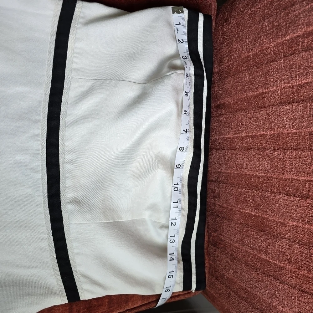 Ann Taylor Silk-Blend Strapless Fit & Flare White Dress Black Stripes Sz. 8 - Picture 7 of 12